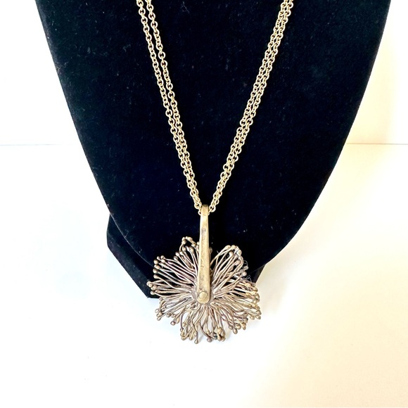 HANDMADE, VERY UNIQUE Gold Statement Necklace with Abstract 2D Rotating Burst - Picture 5 of 5